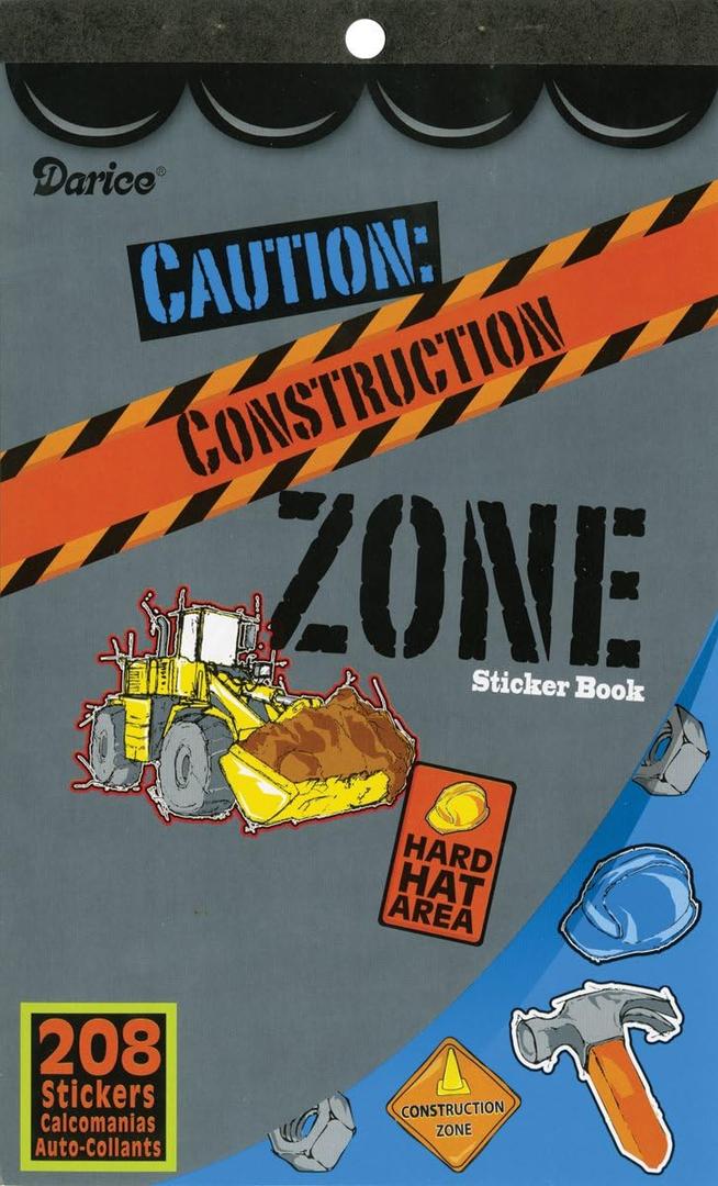 2 x Darice Construction Zone Sticker Book, 208 Stickers