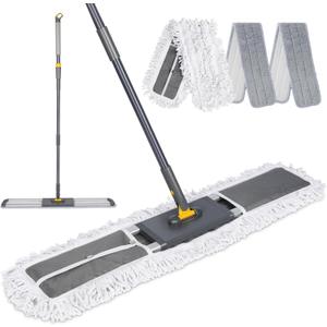 Masthome 60" Adjustable Commercial Dust Mop | Heavy Duty Industrial Floor Mop with 1 Cotton & 2 Microfiber Pads | for Hardwood, Tile, Marble & Vinyl Floors Cleaning