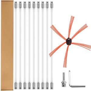 30 Feet Chimney Sweep Kit Chimney Brush Cleaning Kit Rotary Chimney Cleaner System Fireplace Brush Tool with 9 Nylon Flexible Rods and Strong Brush Head (30FT)
