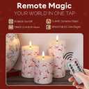Eywamage Christmas Flameless Pillar Candles with Remote, Winter Holiday LED Candles Decor Battery Operated Flickering Set of 3 (Bear)