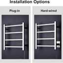 Towel Warmer Polished Chrome for Bathroom Wall Mounted Bath Towel Heater Plug-in Electric Heated Towel Rack 35W Stainless Steel Square 4 Bars Drying Rack 19.69x17.71x4.33 inches ETW13-2A