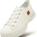 ZGR Womens Low Top Platform Sneakers,White Canvas Sneakers,Casual Platform Tennis Shoes (8)