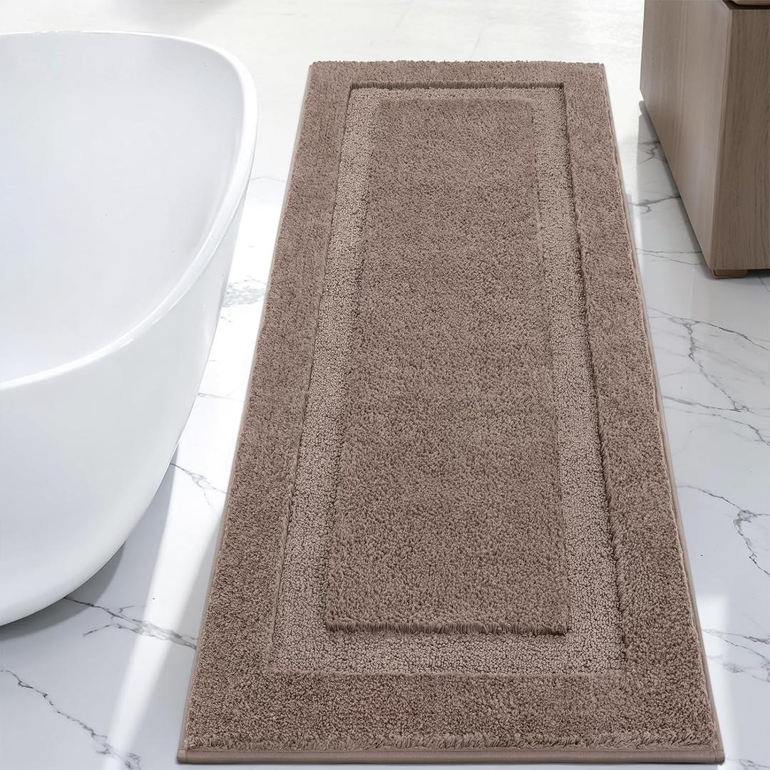 SHACOS Soft Bathroom Rugs 24"x60" Long Bath Mats Runner Non Slip Washable Absorbent Bath Rugs Carpets for Bathroom Floor Tub Shower Vanity Sink Home Decor Accessories, Coffee 2'x5'