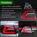1077397 3Pin Left Tail Light Assembly Fit for Tesla Model 3 2017 2018 2019 2020, Rear Driver Side Brake Outer LED Tail Lamp #1077397-00-G 1077397-00-H 1077397-00-F