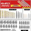 53 Pcs Spiral Screw Extractor Bolt Extractor Set, 6542/4341 HSS Left Hand Drill Bit Set, Easy Out Bolt Extractor Set Multi-Spline Stripped Bolt Remover for Broken Rusted Nuts Bolts Screw
