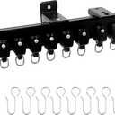 Aluminum Ceiling Curtain Track Set with Hooks Ceiling Mount and Wall Mount Room Divider Sliding Curtain Tracks Rods Flexible Heavy Duty Curtain Rail Hook Sets,Black,15FT