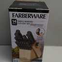 Farberware 22-Piece Never Needs Sharpening Triple Rivet High-Carbon Stainless Steel Knife Block and Kitchen Tool Set, Black, Durable ANDPrecision Cutlery