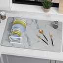 Large Stone Drying Mat for Kitchen Counter, 24"  16" Diatomite Dish Drying Mat, Quick Dry Stone Mats, Ultra Absorbent Natural Diatomaceous Earth Mats for Dished, Bottles, Grey Marble