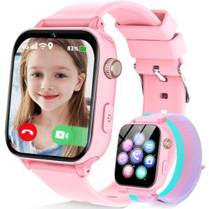 4G Kids Smart Watch Phone GPS, Smartwatch for Boys Girls Ages 4-12 Years with Video Call Chat Class Mode SOS Camera Alarm Games Parental App Touch Watch Gifts for Children (Includes SIM Card) Pink