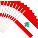 50 Pack Lebanon Lebanese on Stick Flags,Small Mini Hand Held Lebanon Lebanese Flags 5.5x8.3 Inch, Grand Opening, Carnival,Party Events Celebration