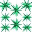 8 Pcs Green Star Balloons, 27/22 inch One-Piece Explosion Foil Balloons for Birthday, St Patricks Day, Easter, Christmas, Graduation Party Decorations(Green)