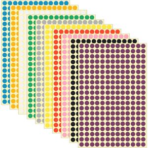 Thinp 2600 Pcs Colored Dot Stickers, 0.3 Inch 10 Colors Small Circle Stickers Round Color Coding Labels with Strong Adhesion Removable Dot Labels for Office Classroom and Home Organization
