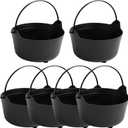 TFTAFAN 6 Pieces Halloween Black Cauldron,Halloween Witch Cauldron Pot Trick or Treat Candy Buckets Bulk,Jumbo Plastic Candy Basket Candy Bowl Holder for Halloween Party (Black, 9.5-Inch)