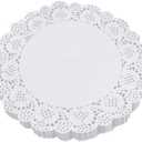 10 Inch Round Paper Doilies - White Lace Disposable Paper Doilies - for Crafts,Cakes,Food, Desserts, 100 PCS