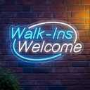 WalkIns Welcome Neon Sign, Neon Sign For Wall Decor, Ice blue + white Led Signs Usb Powered, Living Game Room Decor, For Bedroom Restaurant Bar Hotel Shop Party Birthday(16.5x9.4in)