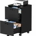 DUMOS 2 Drawer Storage Cabinet, Rolling Under Desk Storage, Black, 16.5''W x 15.7''D x27.6''H