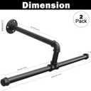 Industrial Pipe Clothes Rack Wall-Mounted, Multi-purpose Rustic Vintage Hanging Rod for Space-Saving Storage in Bedroom, Bathroom, and Laundry Room, 2 Pack Black