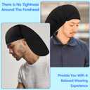 4 Pieces Unisex Dreadlock Cap, Black Long Hair Dreads Caps Head Wraps Hair Accessories Sleeping Loc Bonnet for Men and Women (Black)