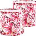 Drum Lamp shades Set of 2,Red Maple Leaf Pattern Lamp Shades for Table Lamps Floor Lamp,13" Top X 13" Bottom X 10" High Large Fabric Lamp Shades,Easy Assembly Replacement Lampshades