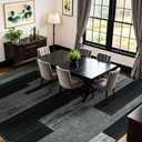 LIANLAM 9x12 Washable Area Rugs for Living Room & Bedroom(9x12,Black&Gray) | Non-Slip Large Carpet,Vintage Checkered Pattern, Stain Resistant Faux Wool Low Pile Soft Rug for Dining Room,Office,Nursery
