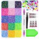 18000Pcs Resin Jelly Rhinestones for Bedazzling, Multicolor 3mm Flatback Rainbow Gems, Bedazzling Crystal with 4Pcs 2.5g Jewelry Glue, Rhinestone Picker for DIY Crafting Clothes Shoes Nail Art