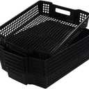 Anbers Black Plastic Storage Baskets, Stackable Office Organizer Trays, 6 Packs