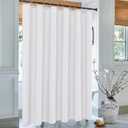 Biscaynebay Fabric Shower Curtain Short Stall Liners 72" W X 65" L, White Water Resistant Bathroom Curtains, Rust Resistant Grommets Top Weighted Bottom Machine Washable