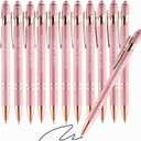 12 Pcs Ballpoint Pens,Fine Point Smooth Writing Pens,Kawaii Pens For Writing Journaling Taking Notes School Office Home (Rose Gold, 12Pcs)