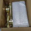 Goodluck 120PCS 6.5" Square Gold Dessert Plastic Plates with 7.4" Forks, Gold Appetizer Plates for 60 Guests, Including 60 Disposable Cake Plastic Plates and 60 Forks for Wedding/Birthday Party