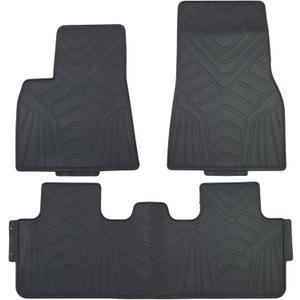 Custom-fit for 2020-2024 Tesla Model Y Premium All-Weather Rubber Floor Mats and Liners Front and 2nd Row Heavy Duty Set (Black)