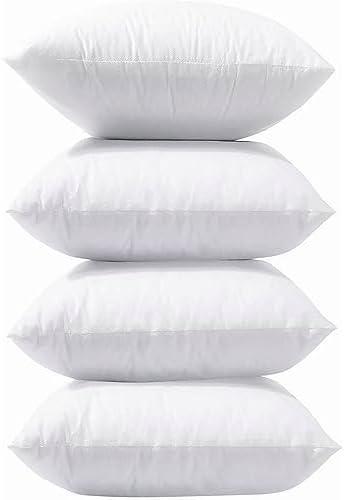 LANE LINEN 4 Pack 20x20 White Throw Pillow Inserts for Decorative Pillow Covers, Couch Pillows for Living Room, Fluffy Pillows for Bed