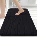 Buganda Memory Foam Bathroom Rug Mat 24x16, Extra Soft and Absorbent Bath Mats, Non-Slip and Machine Washable Bath Rugs for Bathroom Floor,Tub and Shower, Black