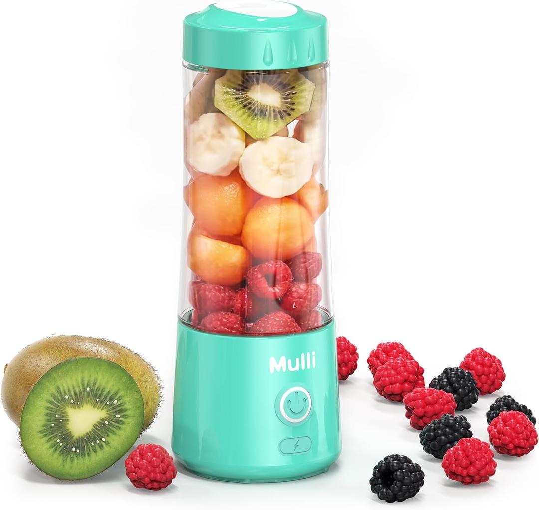 Mulli Portable Blender,USB Rechargeable Personal Mixer for Smoothie and Shakes, Mini Blender with Six Blades for Baby Food,Travel,Gym(Update) (Blue)