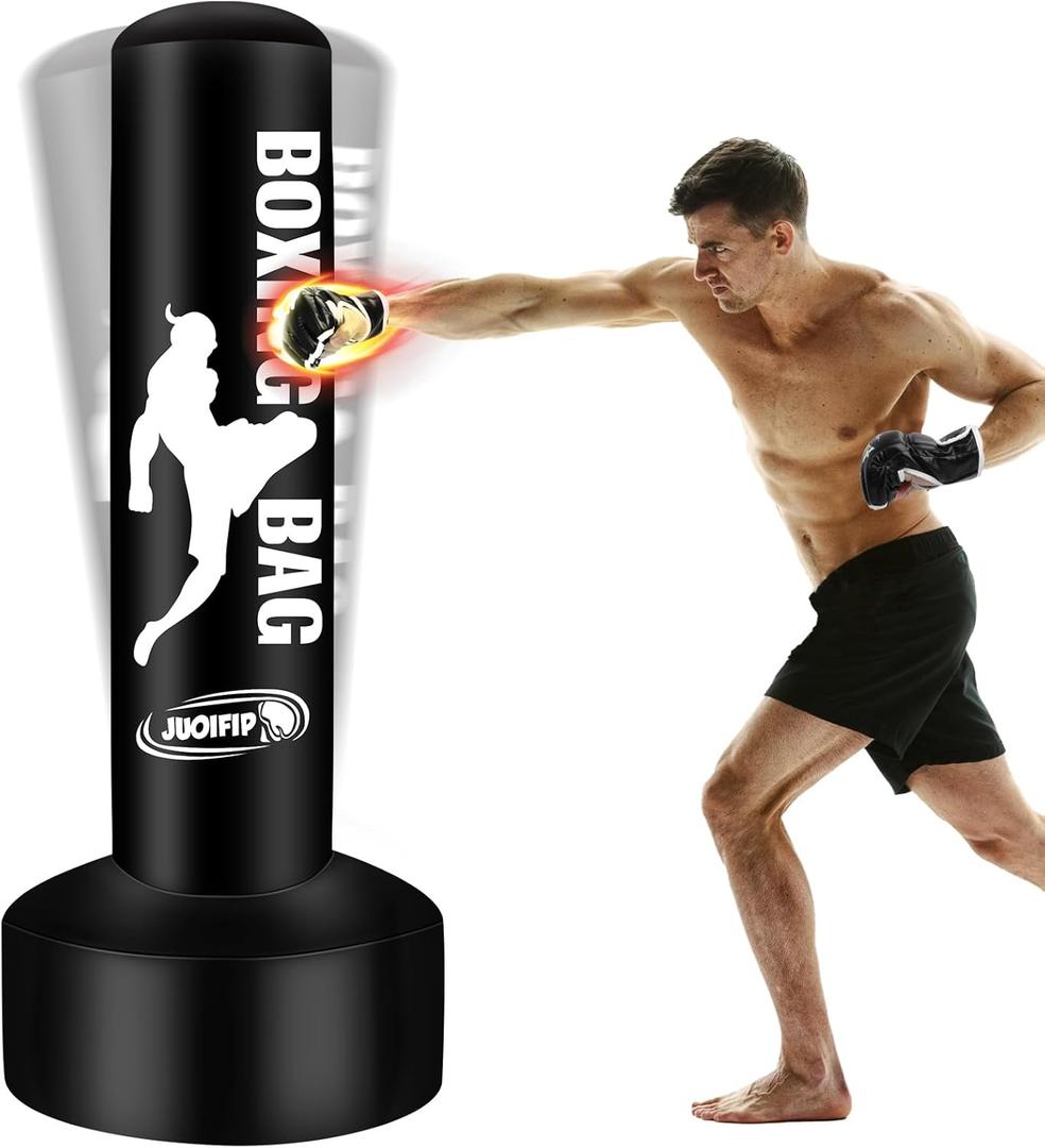 69'' Free Standing Punching Bag for Adults, Boxing Equipment Kicking Bag Inflatable Kick Boxing Bag with Stand for Training MMA Muay Thai Fitness