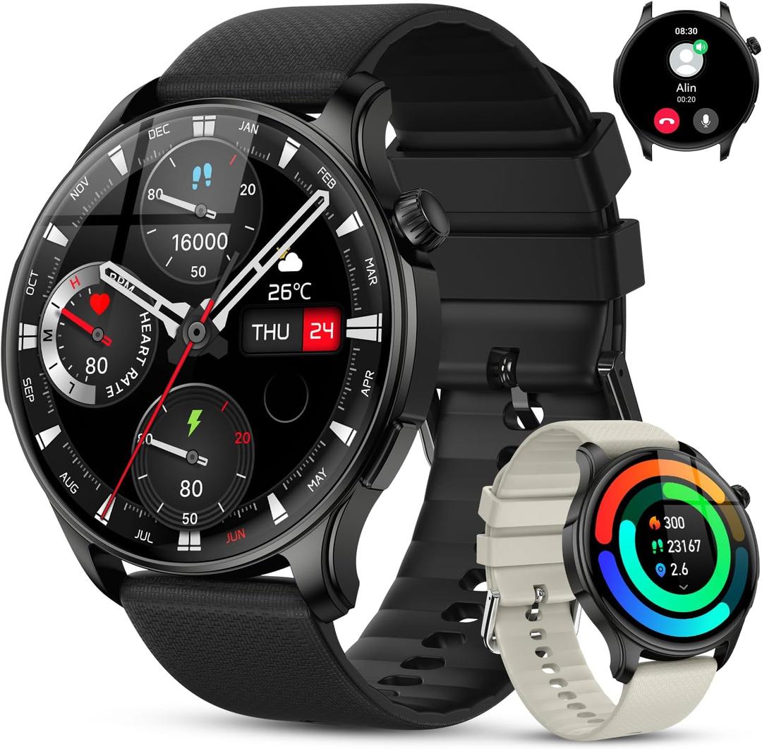 Smart Watch for Men Women Fitness: Waterproof Running Digital Mens Watches Step Pedometer Tracker Make Answer Call Smartwatch Android Phone iPhone Samsung Compatible SpO2 Sleep Heart Rate Monitor (Black)