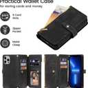 ZCDAYE Case for iPhone 13 Pro Max, iPhone 13 Pro Max (6.7 inches) Wallet Phone Case, Premium Zipper (with Long Lanyard) Flip Leather Phone Case for iPhone 13 Pro Max (6.7 inches) - Black