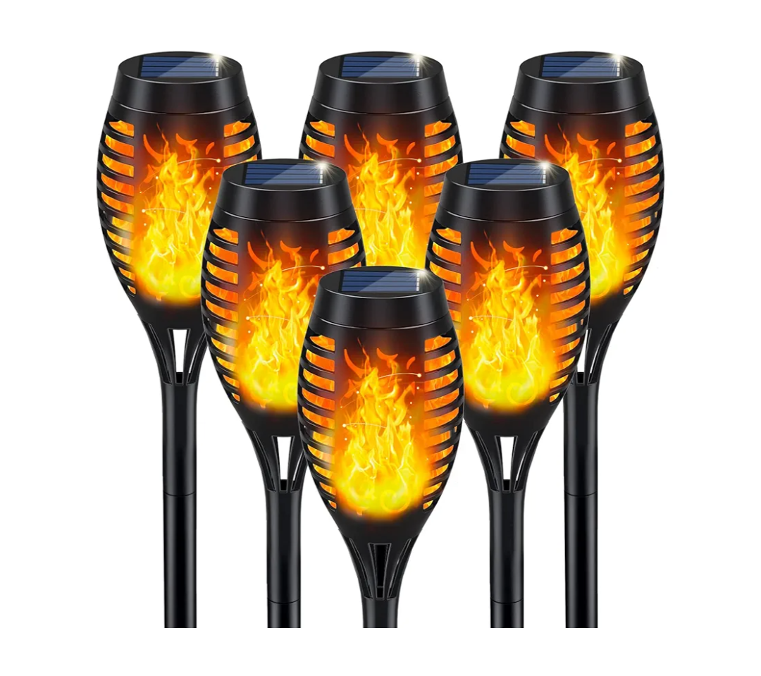 IkeeRuic Solar Lights Outdoor, Solar Torch Light with Flickering Flame for Garden Decor, Solar Garden Lights, Waterproof Outdoor Lighting, Flame Torches for Outside Patio Pathway Yard Decorations