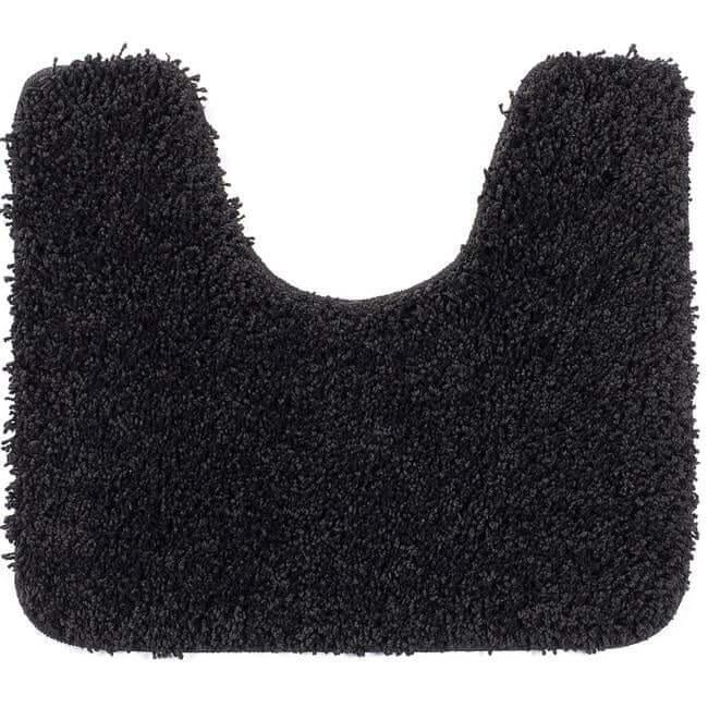 Microfiber Bathroom Rug, U-Shaped Contour Toilet Rug for Bath Room Floor Restroom, 20", Black