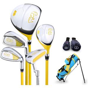PGM Junior Golf Club Complete Set for Children Kids, 5 Golf Clubs with Stand Bag and 2 Headcovers for Boys & Girls, Right Hand, Aged 6-8
