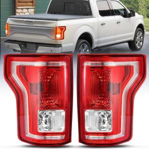 Nilight Taillight Assembly Compatible for 2015 2016 2017 Ford F150 F-150 Pickup Truck Taillight Rear Lamp Replacement OE Style Red Housing with Bulbs and Harness (Pair of Driver and Passenger Side)