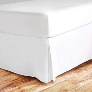 Split Corner Bed Skirt 16 Inch Drop Queen Size 100% Natural Cotton Wrinkle and Fade Resistant Queen Size, White Solid