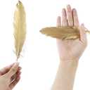 3 x FEARAFTS Gold Feathers Natural Goose for Crafts Wedding Party Decoration 50 Pcs (Gold)
