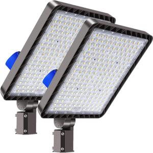 Juyace 480W LED Parking Lot Light Slip Fitter Mount Dusk to Dawn Outdoor Lighting Exterior Flood Commercial Outside IP65 Waterproof 100-277V Security 2 Pack