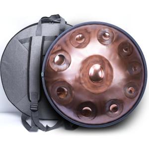 "SINGOFIRE" New Upgrade Advanced Handpan Drum, Ember Steel Handpan, 10-Notes with Bag, 22-Inch 440Hz D Minor Kurd, Telescopic Drum Stand, Copper Glow Pupil
