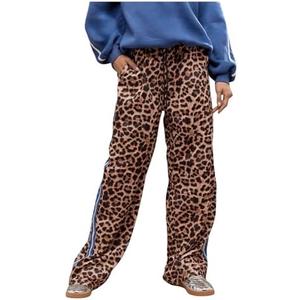 WDIRARA Women's Y2k Leopard Print Pants Elastic Waist Wide Leg Pants Trousers Bottoms, XXL WDIRARA Women's Y2k Leopard Print Pants Elastic Waist Wide Leg Pants Trousers Bottoms, XXL