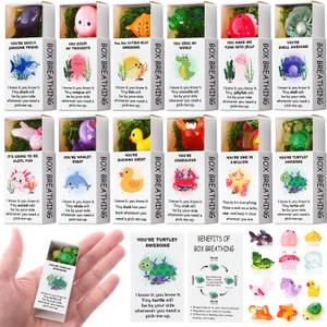 Halloscume 60 Sets Employee Appreciation Gift Box Bulk Mini Resin Sea Ocean Animals Breathing Gift Bulk Emotional Support Positive Box for Staff Coworkers Team Mental Health Care