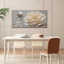 QSQ Canvas Art Wall Decor Print Paintings Silver White Flower Wall Art Prints Painting Pictures Ready To Hang Pictures For Bedroom Bathroom Office Kitchen Home Wall Decor Artwork 20" 40"