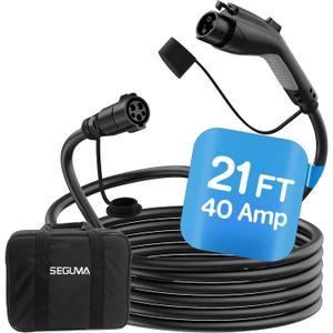 EV Charger Extension Cable, 21ft 40Amp J1772 Extension Cable Compatible with 110V-240V SAE J1772 EV Chargers, Suitable for J1772 EVs/PHEVs, Level 1/ Level 2 IP66 Car Charger Extension Cord with Bag (White)