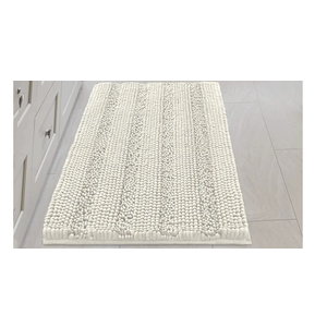Non Slip Thick Shaggy Chenille Bathroom Rug Mat Set Extra Soft and Absorbent Striped Floor Rugs, Machine-Washable 36x25.5 Inches