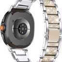 Bling Women Band Compatible with Samsung Galaxy Watch 8 40mm 44mm/Watch8 Classic 46mm Dressy Wristbands (Silver + Champagne Gold)